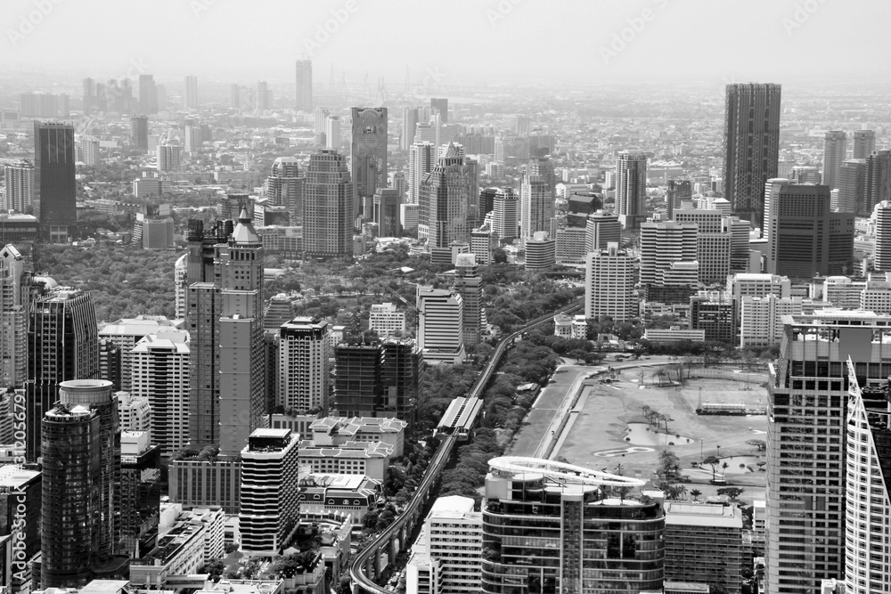 Bangkok. Vintage filtered black and white tone.