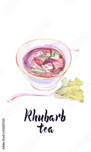 Illustration of cup of rhubarb tea