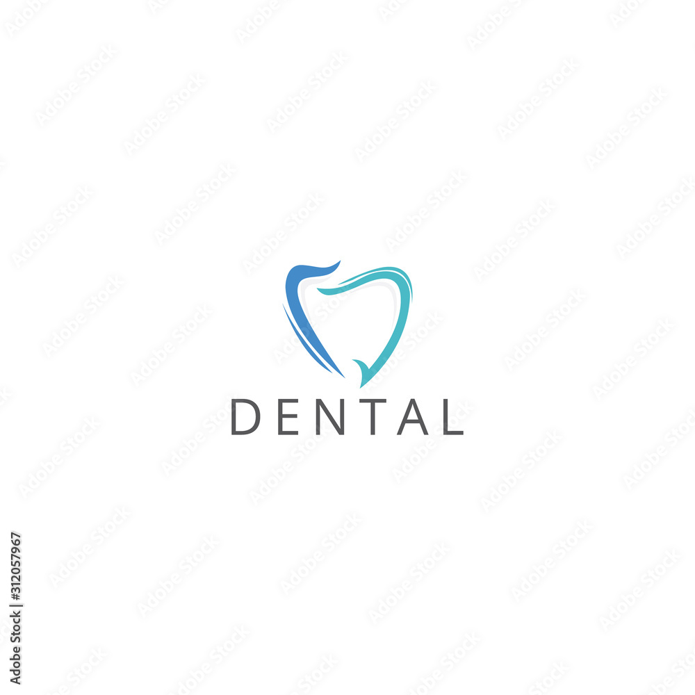 Dental Clinic Logo Tooth abstract design vector template Linear style. Dentist stomatology medical doctor Logotype concept icon.