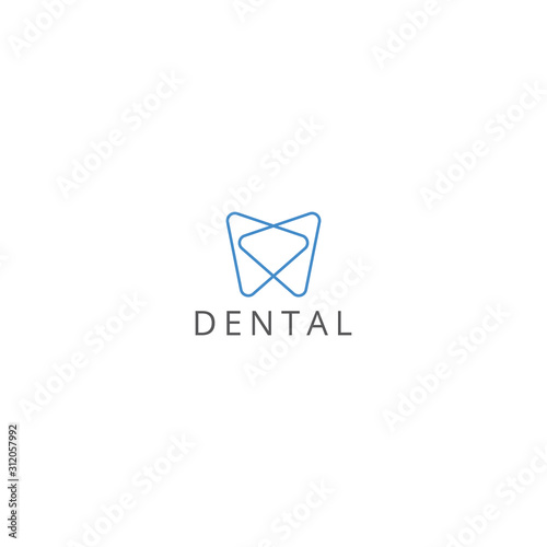 Dental Clinic Logo Tooth abstract design vector template Linear style. Dentist stomatology medical doctor Logotype concept icon.