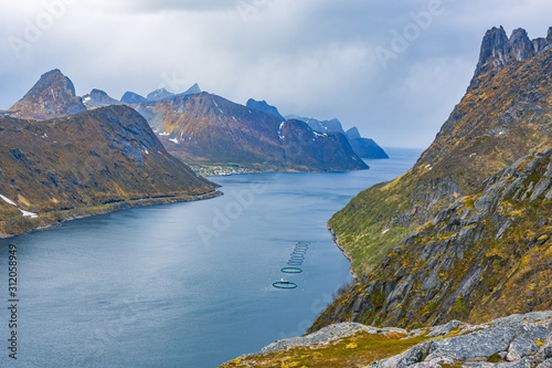 view of Senja Island from mountain Keipen photo