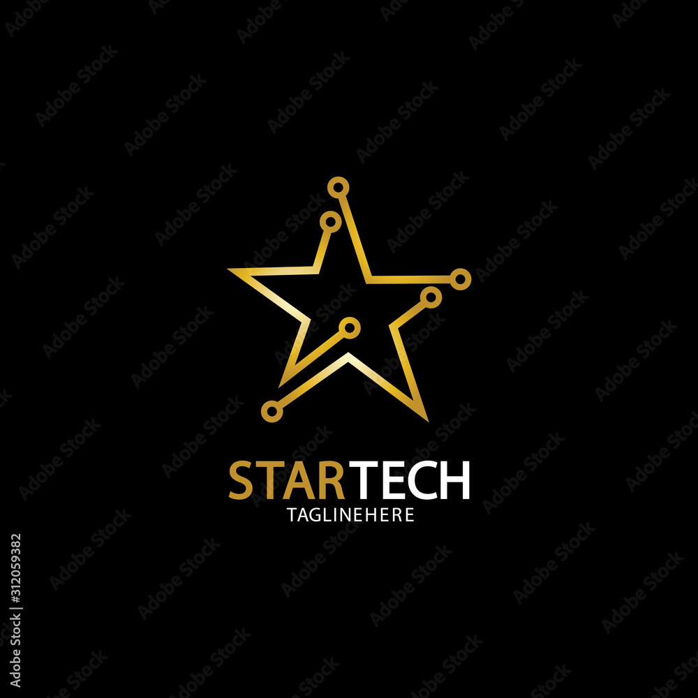Obraz premium Gold Star Technology logo on black background