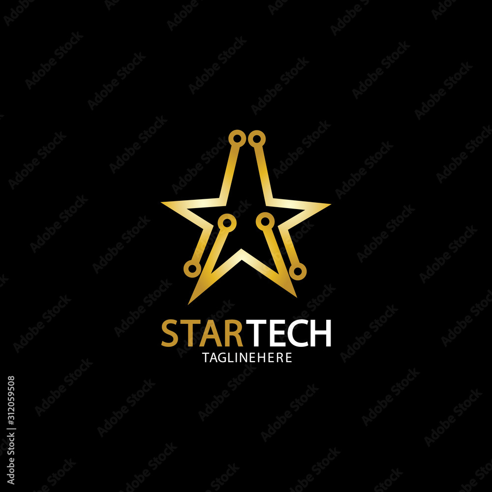 Obraz premium Gold Star Technology logo on black background