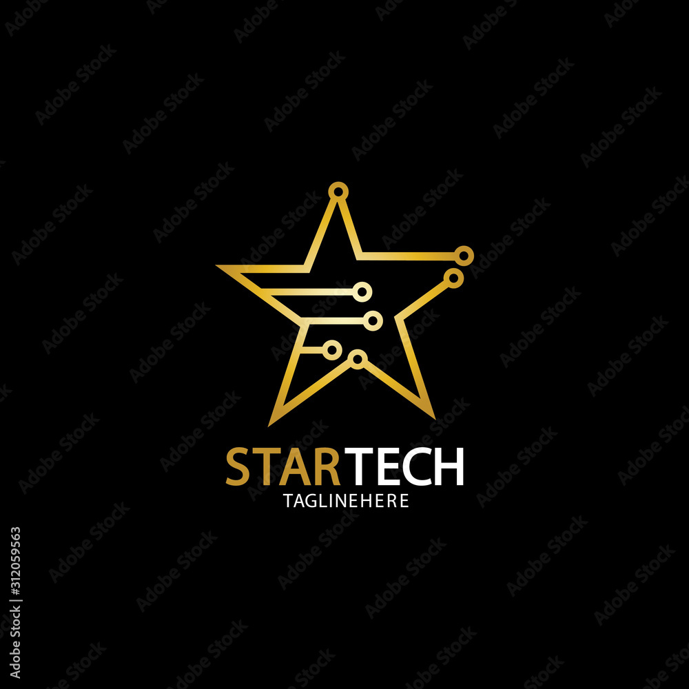 Obraz premium Gold Star Technology logo on black background