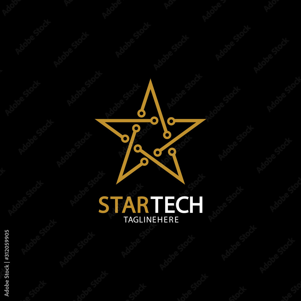 Obraz premium Gold Star Technology logo on black background
