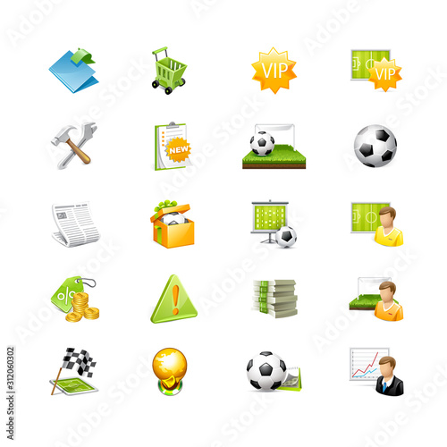 vector set of football icons shopping flags countries