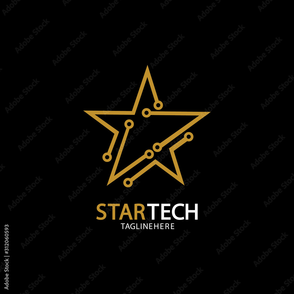 Obraz premium Gold Star Technology logo on black background