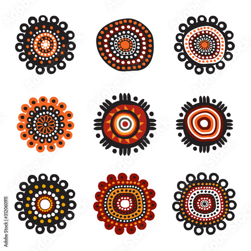 Aboriginal art dots painting icon logo design illustration template