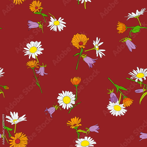 vector seamless pattern with flowers © cat_arch_angel