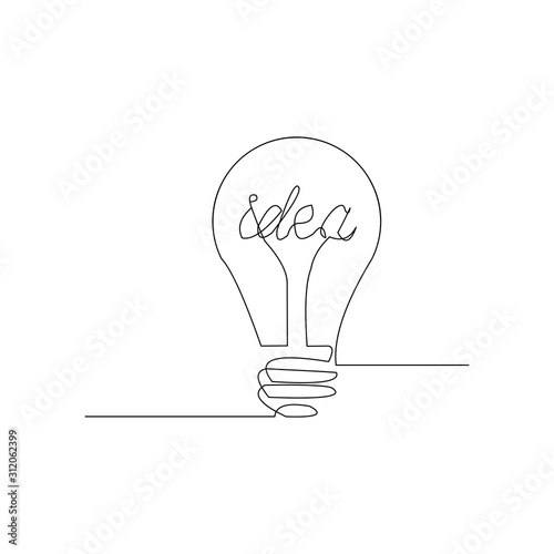 continuous line drawing of idea bulb vector illustration