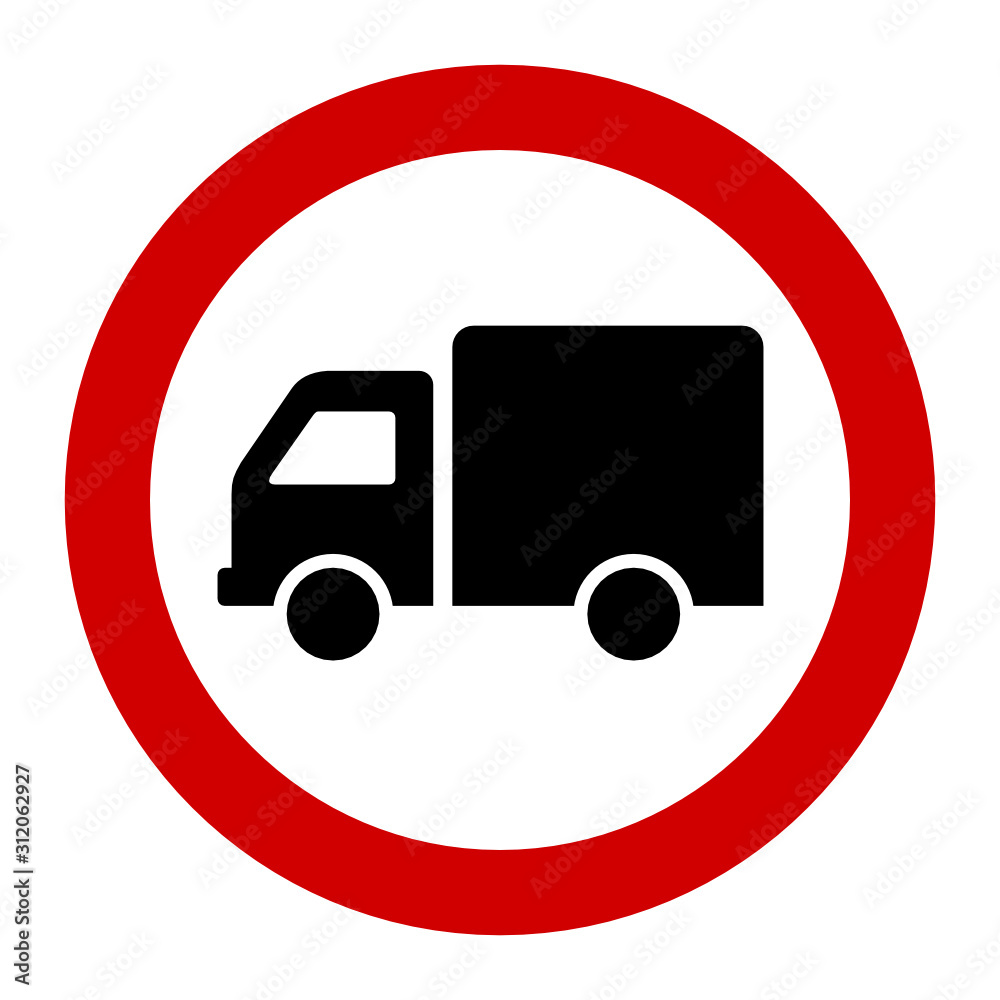 znak zakazu dla samochodów ciężarowych - obrazy, fototapety, plakaty 
