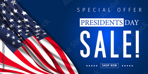 Presidents Day Sale banner - Presidents Day special offer. Banner for presidents day sale design. Special offer for Presidents Day celebration.