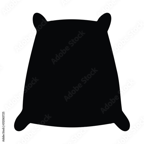 A black and white vector silhouette of a sack