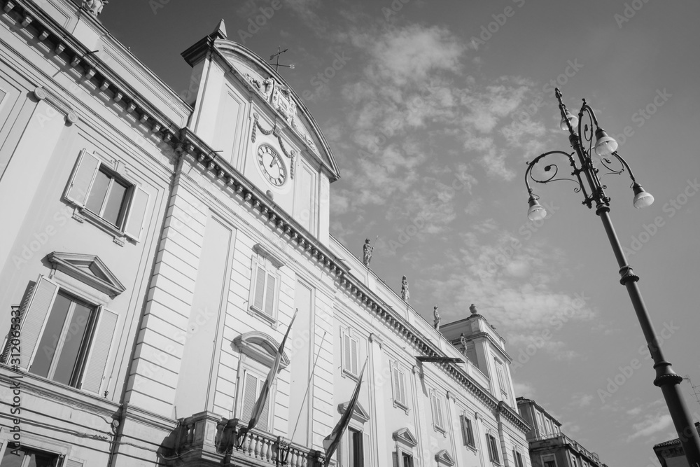 Fototapeta premium Italy - Piacenza. Vintage toned black and white style.