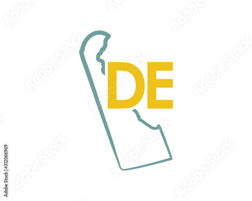Outline Delaware Map And abbreviations Logo Design Template 002