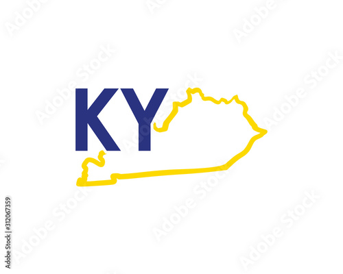Outline Kentucky Map And abbreviations Logo Design Template 002