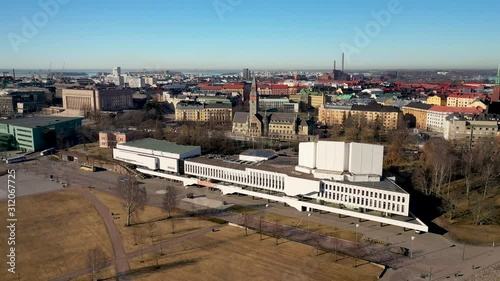 Finnish National Museum captured with drone as aerial footage
