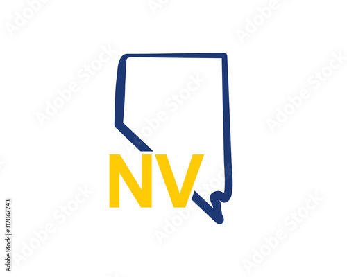 Outline Nevada Map And abbreviations Logo Design Template 002