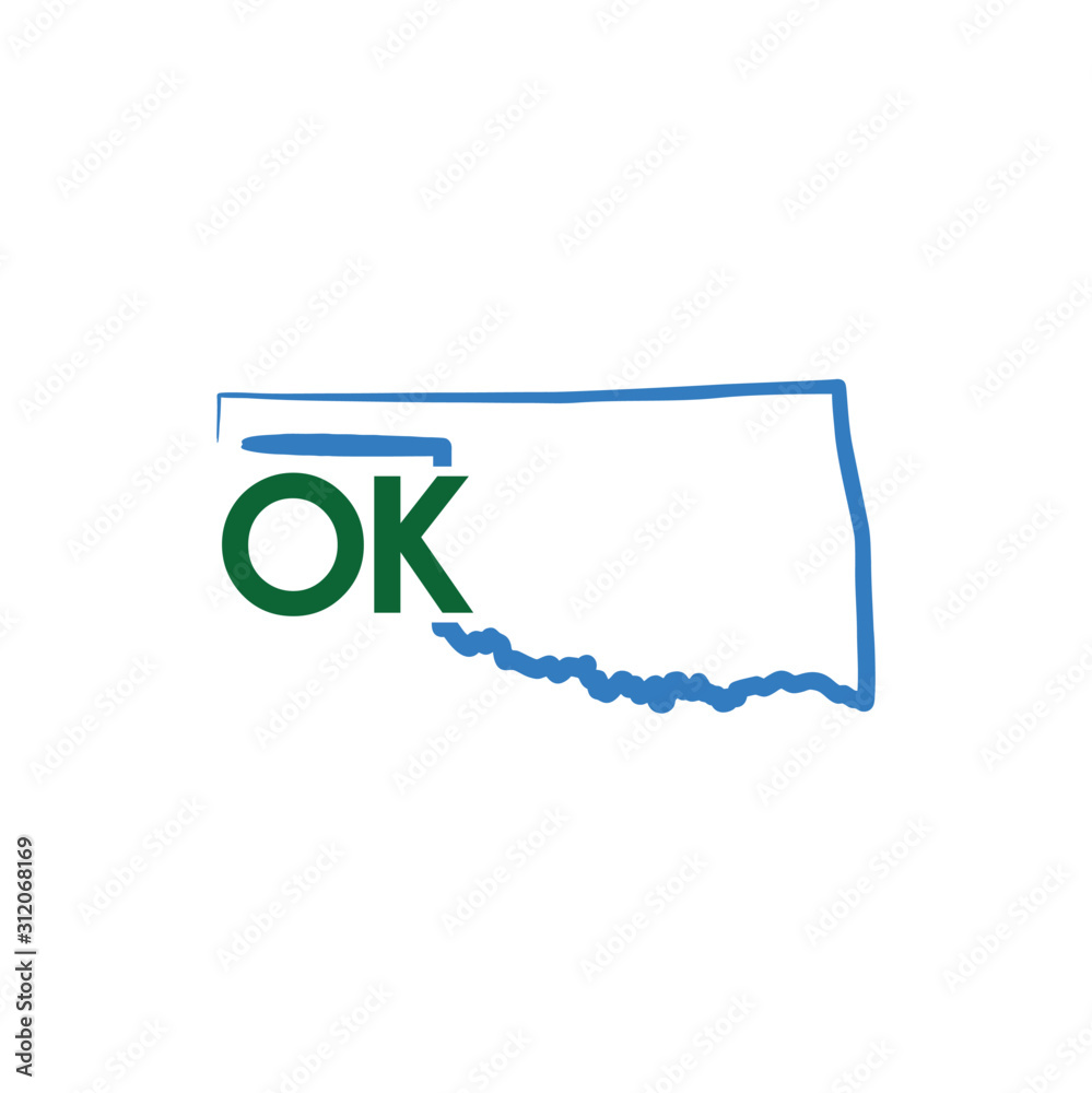 Outline Oklahoma Map And abbreviations Logo Design Template 002 Stock