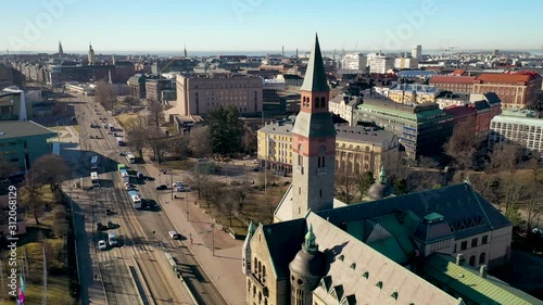 Finnish National Museum captured with drone as aerial footage
