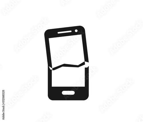 Broken phone black icon vector 