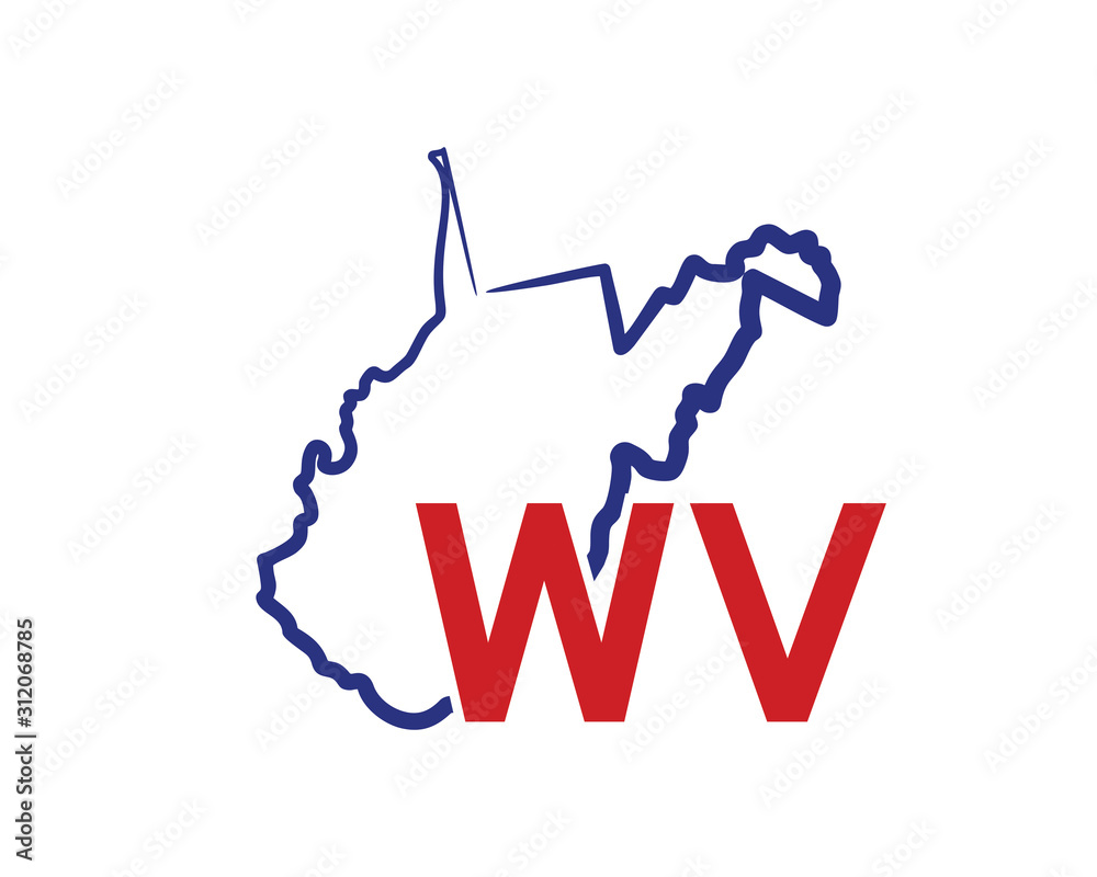 Outline West Virginia Map And abbreviations Logo Design Template 002