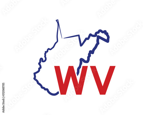 Outline West Virginia Map And abbreviations Logo Design Template 002