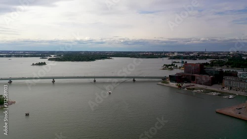 Motor boat moving at Lauttasaarrensalmi Finland