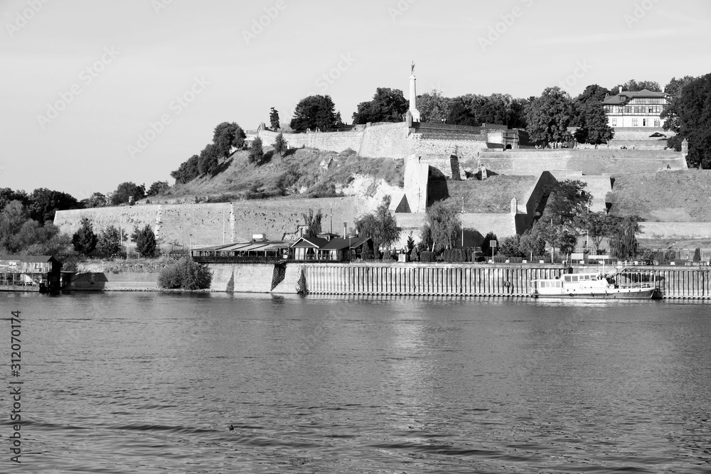 Belgrade fortress. Black and white style.