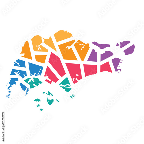 colorful geometric Singapore map- vector illustration