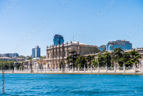 Dolmabahce Palace, located in the Besiktas district of Istanbul, Turkey, on the European coast of the Strait of Istanbul, served as the main administrative center of the Ottoman Empire