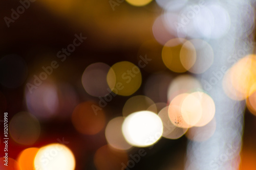 Abstract Bokeh background of defocused glittering lights. Christmas, Party, New Year background pattern concept. banner