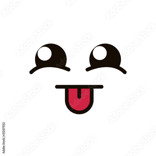 kawaii cute face expression eyes and mouth tongue out