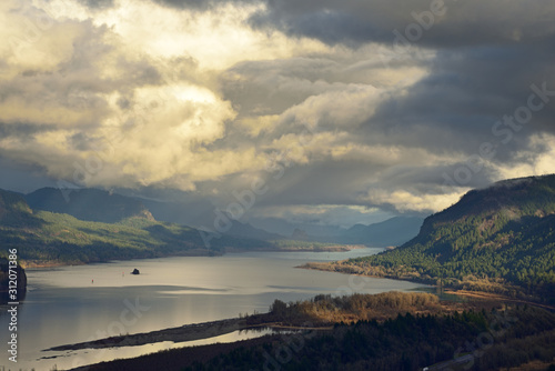 The Columbia River Gorge as Seen from Crown Point in the Columbia Gorge, Oregon, Taken in Winter