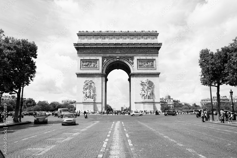 Paris, France. Black and white retro style.