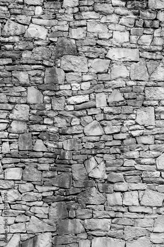 Stone wall. Black and white vintage style.