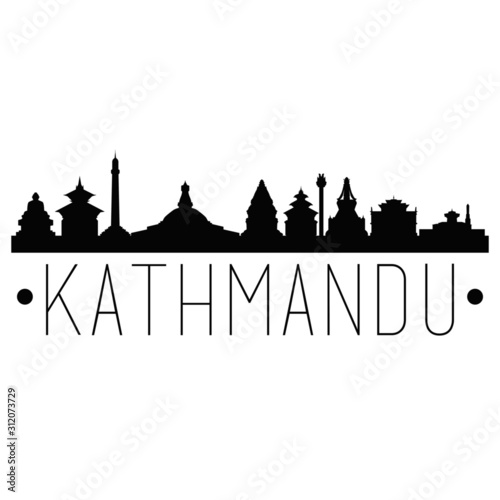 Kathmandu Nepal Tibet. City Skyline. Silhouette City. Design Vector. Famous Monuments.