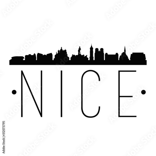 Nice France. City Skyline. Silhouette City. Design Vector. Famous Monuments.