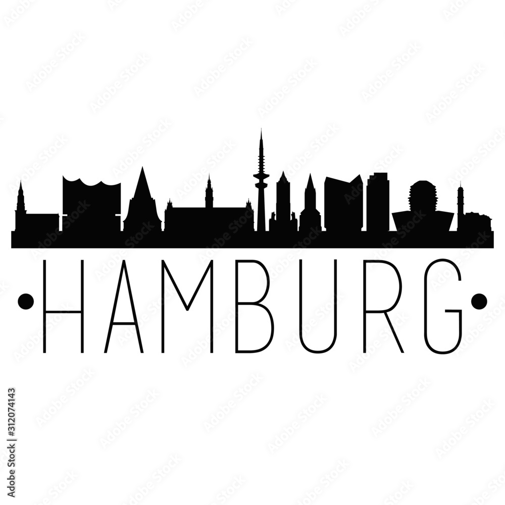 Hamburg Germany. City Skyline. Silhouette City. Design Vector. Famous Monuments.