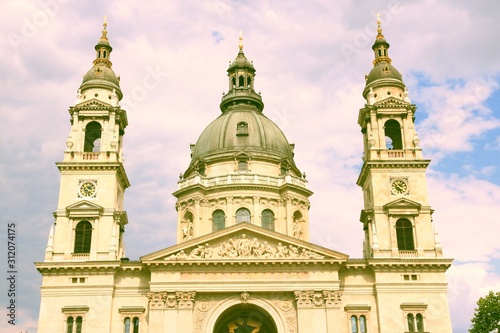 Budapest Basilica. Retro filter color tone.