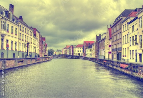 Brugge, Belgium. Retro filtered color tone.