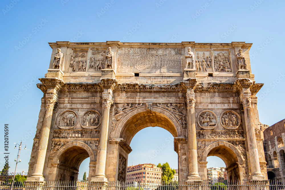 View on the Arch of Constantine in Rome near the Colosseum, Lazio - Italy