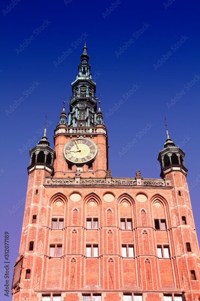 Fototapeta premium Gdansk city hall. Filtered color tone.