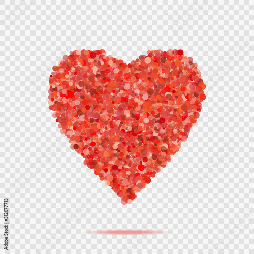 Valentines red heart shape with many dots. Vector illustration love symbol eps10