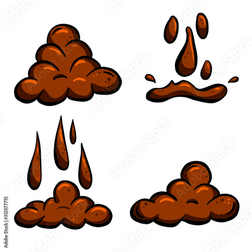 A Collection of Brown Cartoon Poo Poop Faeces Illustrations