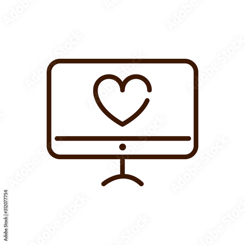 computer love heart romantic passion feeling related icon thick line