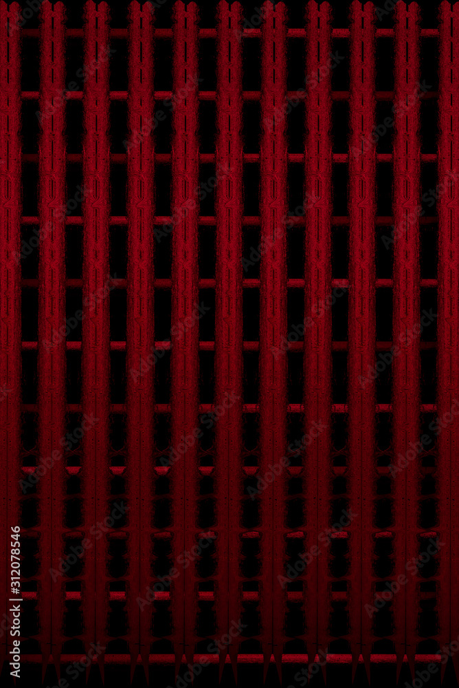 mysterious striped red metal bars in black background mysterious striped red metal bars in black background