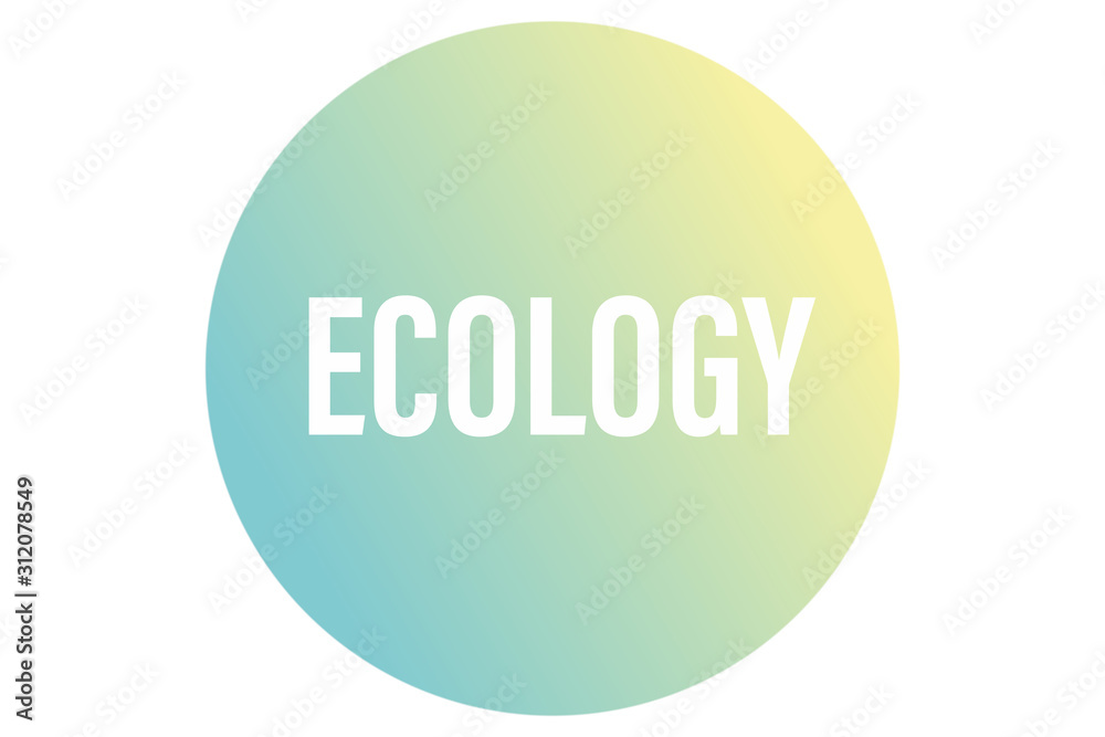 Word ECOLOGY in round shape logo with soft gradient green yellow light color Word ECOLOGY in round shape logo with soft gradient green yellow light color