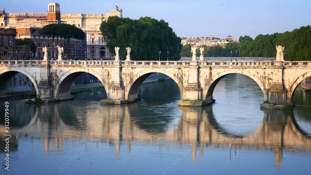 Rome - St Angel Bridge. Italian landmark.