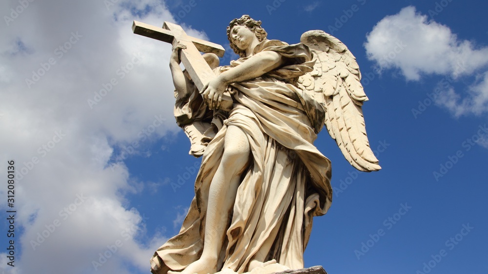 Rome angel statue. Italian landmark.